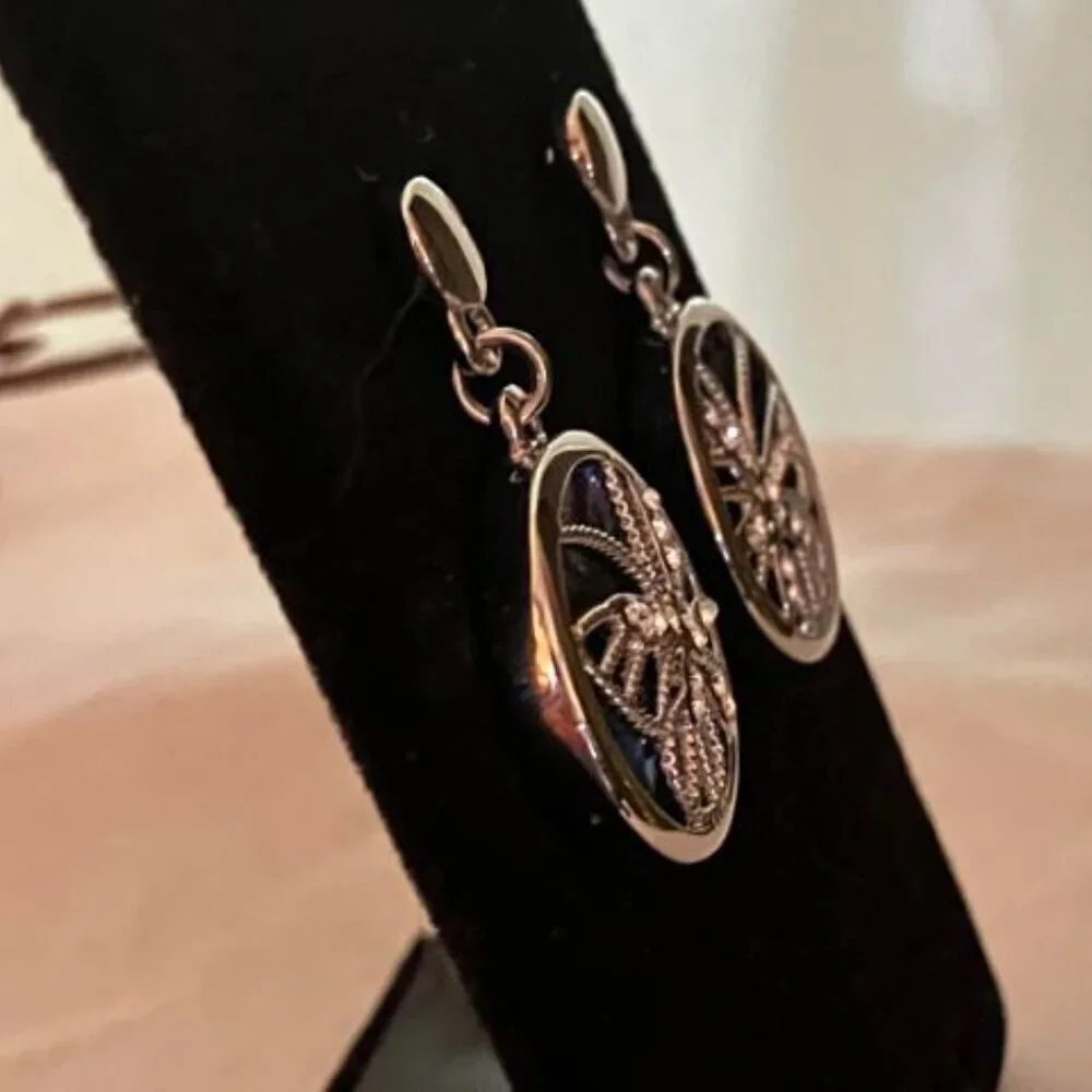 Abalone Earrings with White Sapphire Butterfly NWOT